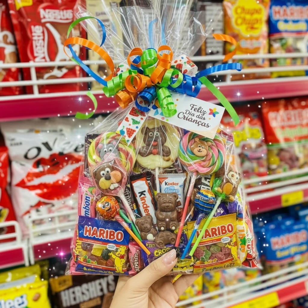 Doces e guloseimas coloridas para o Dia das Crianças