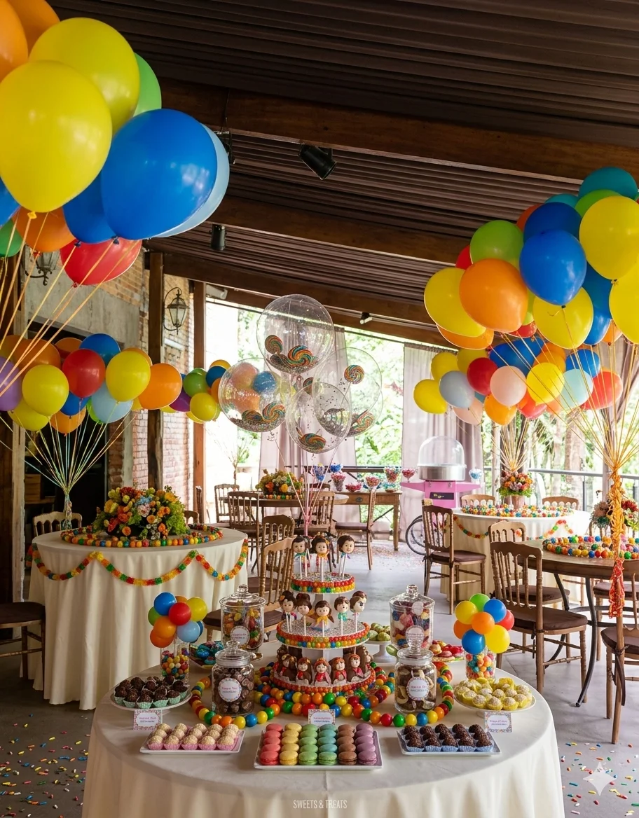 Kits para festa de aniversário com doces e artigos decorativos